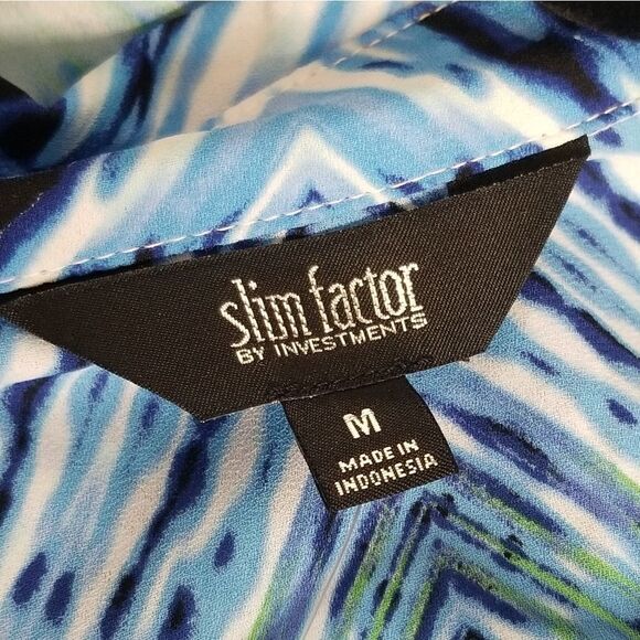 Investments Slim Factor De Collections Women's Long Sleeve Button Up Blouse Sz M - Picture 8 of 14